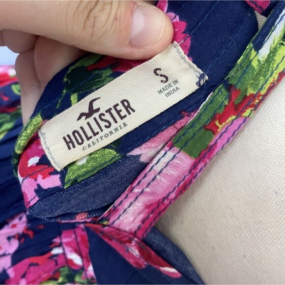 ⭐ 3/$15 Hollister Small Blue Pink Floral Y2K Ruffle Babydoll Mini Dress - Picture 8 of 11